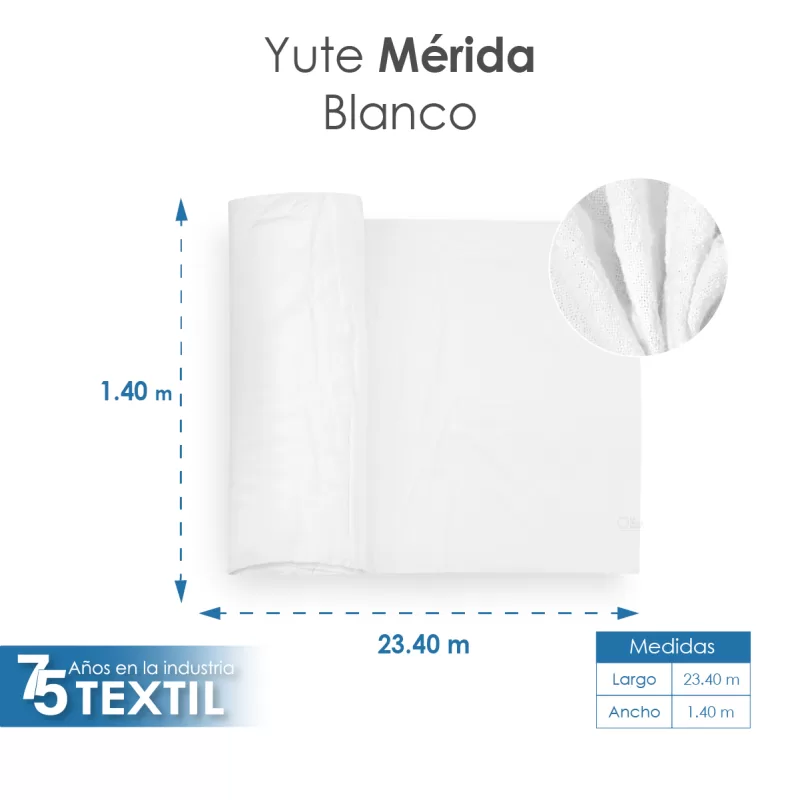 Yute Mérida 1.40 M ancho Blanco