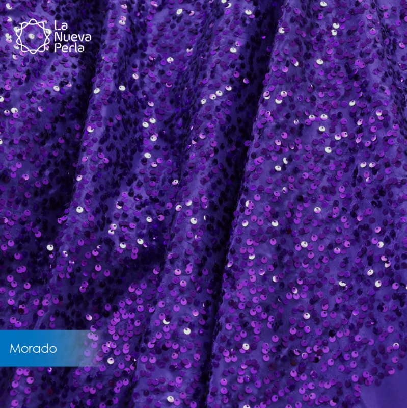 Tela Capri Lentejuela 1.30 M ancho 100% poliéster Morado