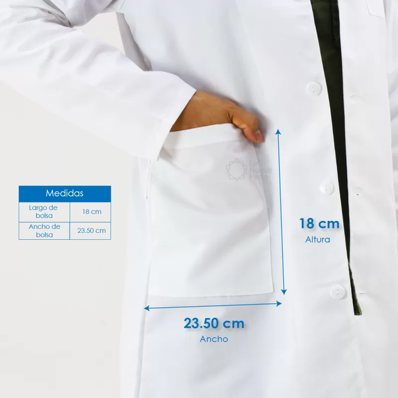 Bata de Laboratorio 80% Poliéster 20% Algodón Talla 44