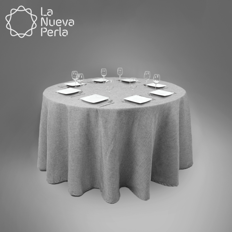 Mantel Redondo Yute Canasta Plata 2.90 Diámetro