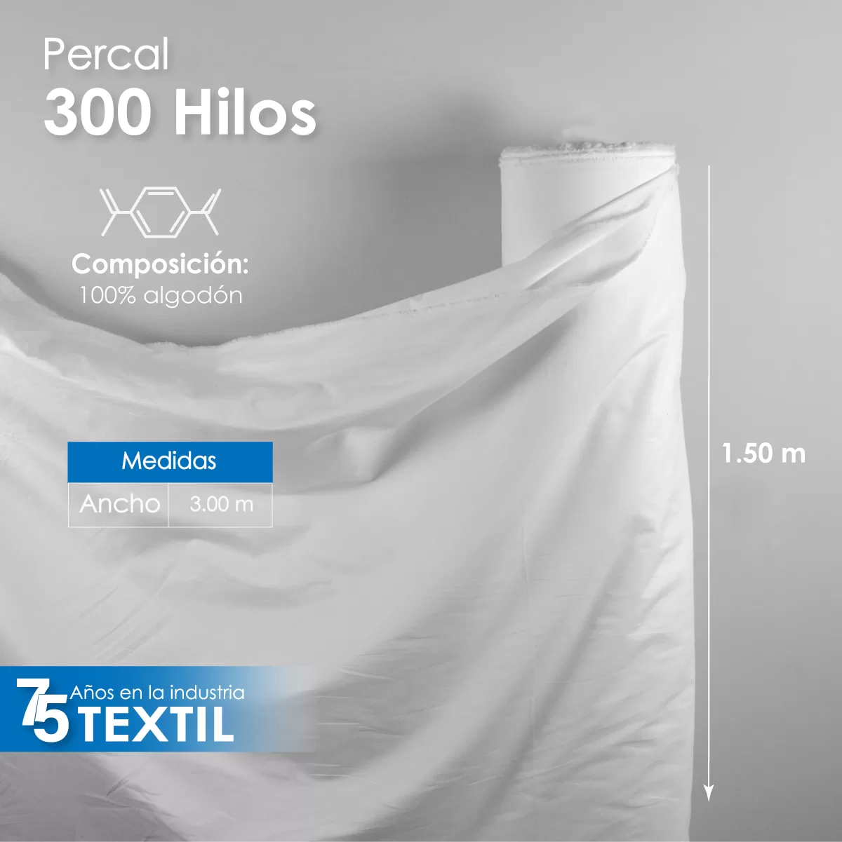 Tela Percal 300 Hilos 300 cm 100% algodón: imagen 2