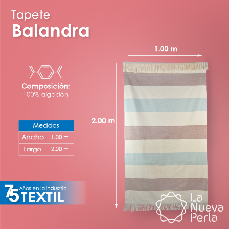 Tapete Balandra 1.00 x 2.00 M 100% algodón