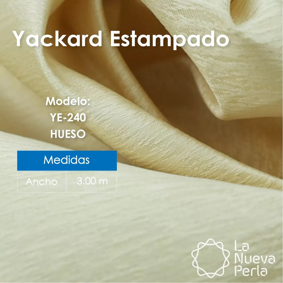 Tela Yackard (Jacquard) 3.00 m Ancho - YE-240 OLIMPIA HUESO: imagen 1