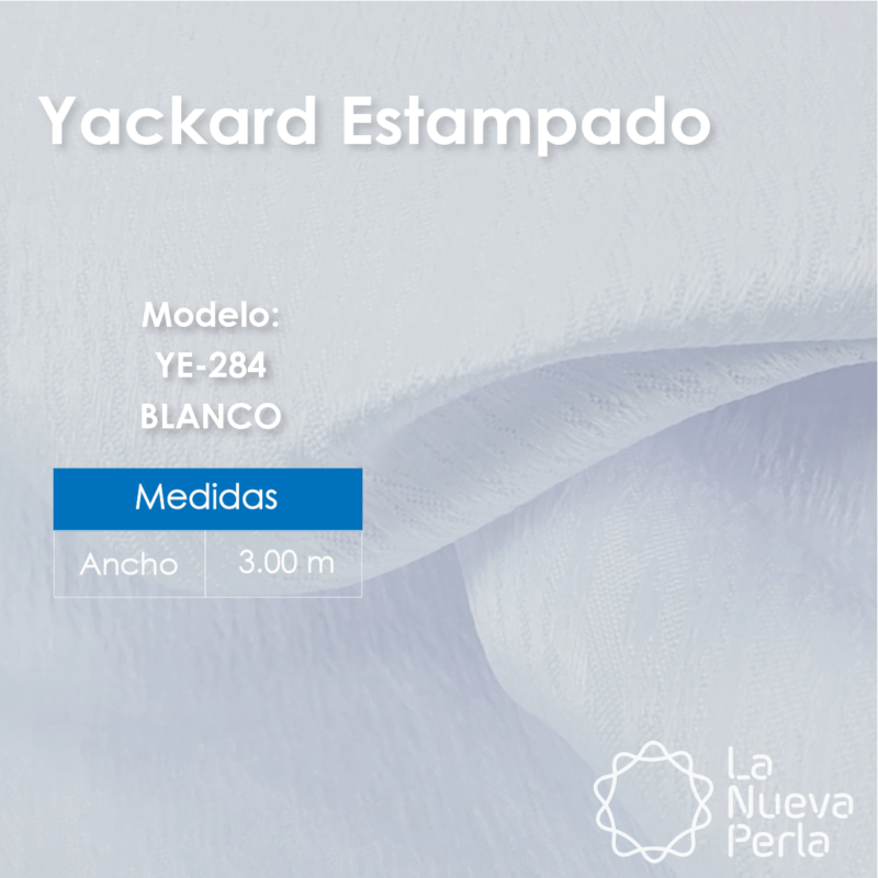 Tela Yackard (Jacquard) 3.00 m Ancho - YE-284 OLIMPIA BLANCO