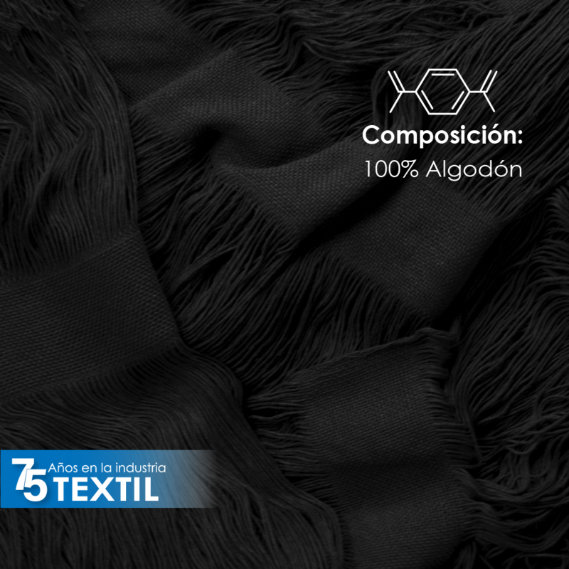 Manta Deshilada 1.40 M ancho 100% Algodón Negro