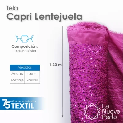 Tela Capri Lentejuela 1.30 M ancho 100% poliéster Morado: imagen 2