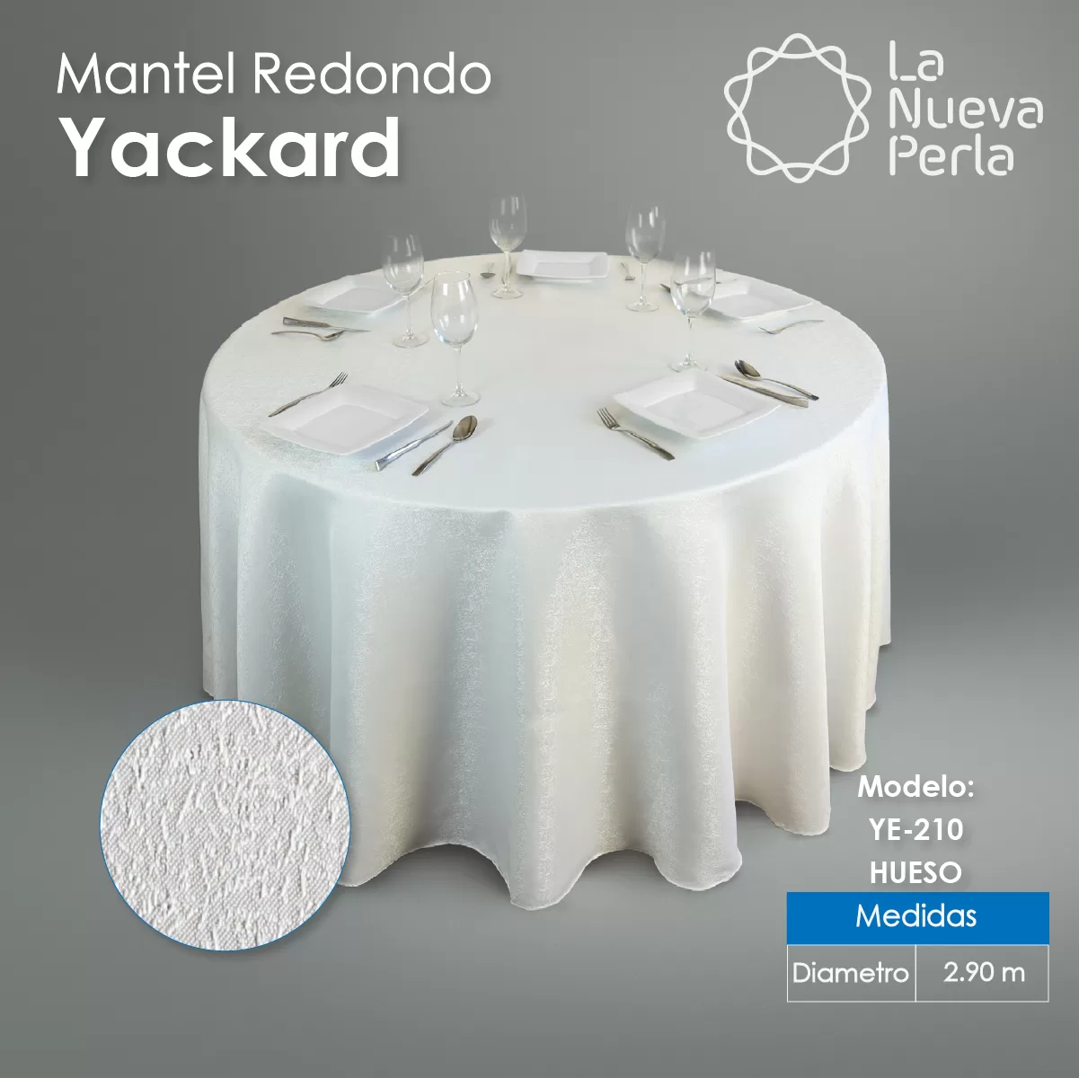 Mantel Yackard Redondo YE-210 FRANCIA HUESO: imagen 3