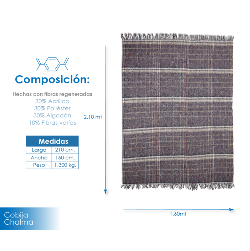 Cobija Chalma Económica - 1.300 kg / 1.60 x 2.10