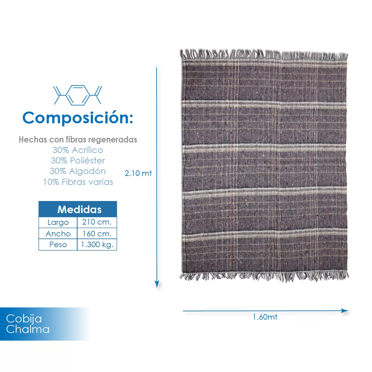 Cobija Chalma Económica - 1.300 kg / 1.60 x 2.10: imagen 2