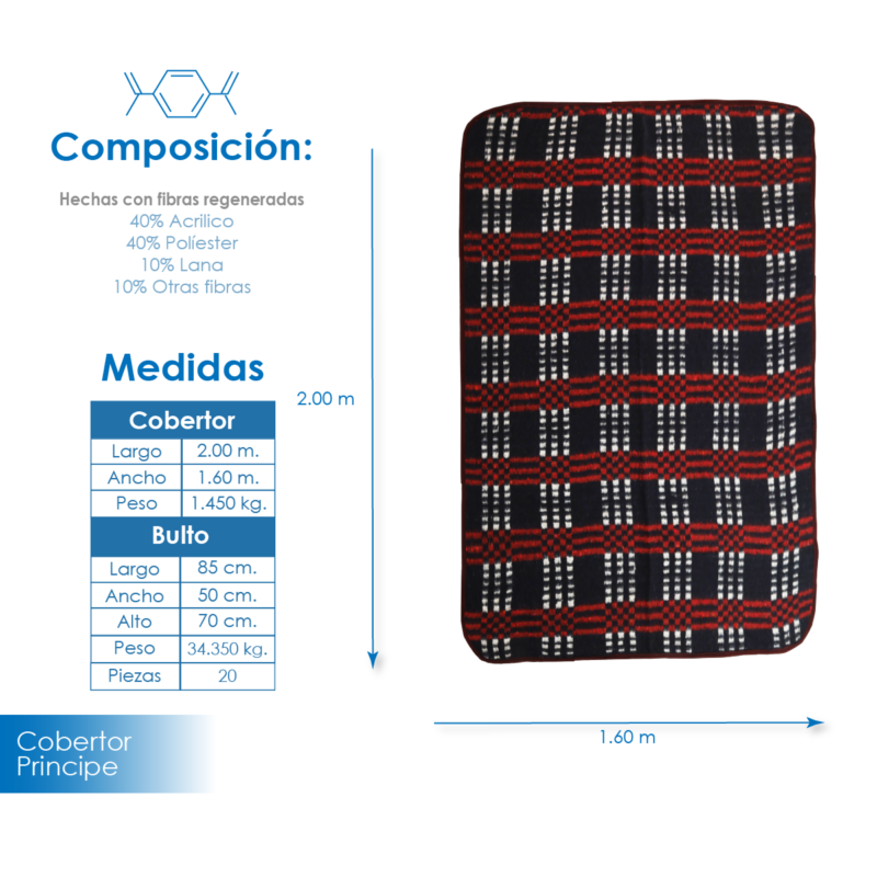 Cobertor Príncipe Económico - 1.350 kg / 1.60 x 2.00 m