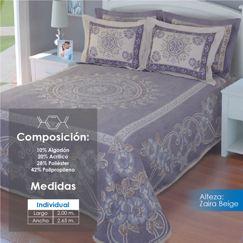 Colcha Alteza Zaira Beige Individual