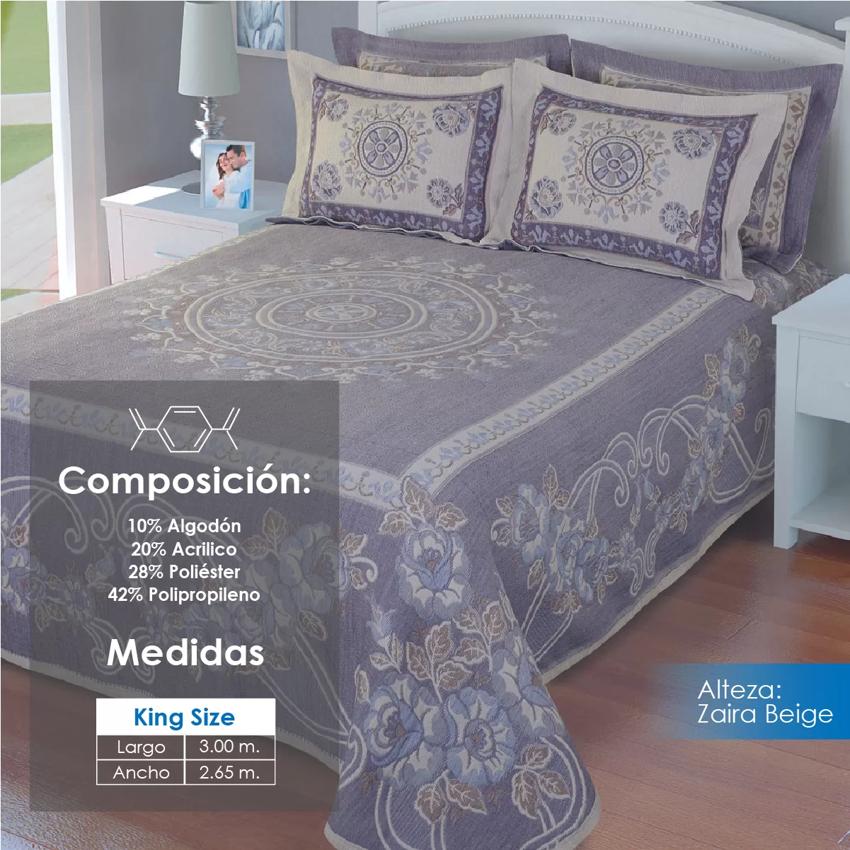 Colcha Alteza Zaira Beige King Size: imagen 2