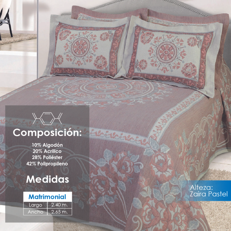 Colcha Alteza Zaira Pastel Matrimonial