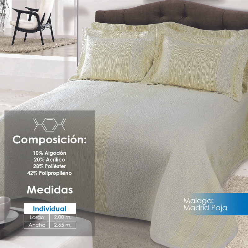 Colcha Málaga Madrid Paja Individual