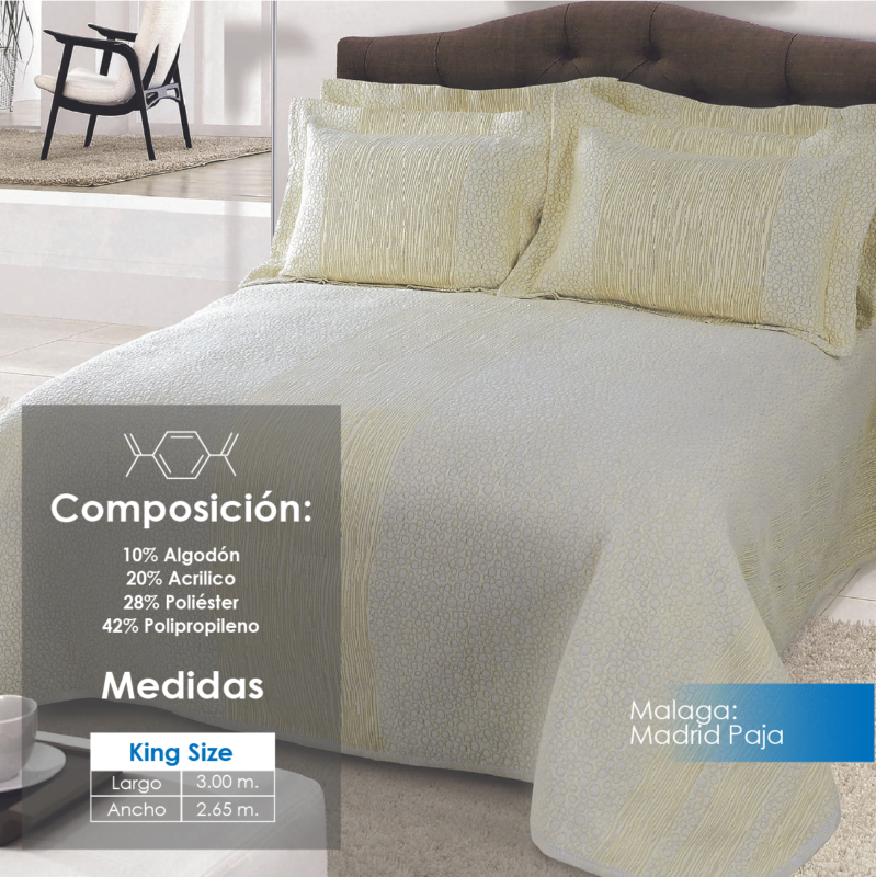 Colcha Málaga Madrid Paja King Size