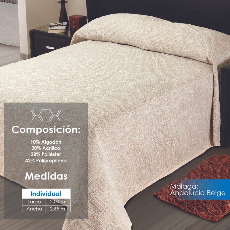 Colcha Málaga Andalucía Beige Individual