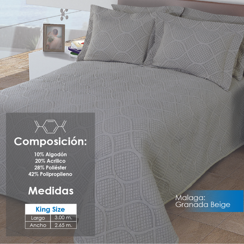Colcha Málaga Granada Beige King Size