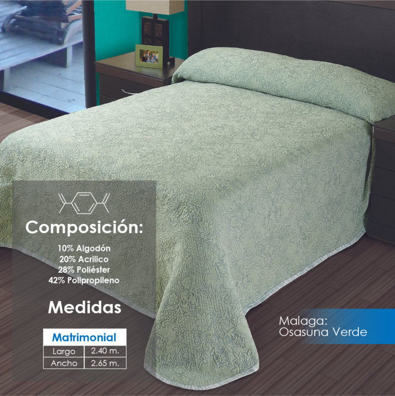Colcha Málaga Osasuna Verde Matrimonial