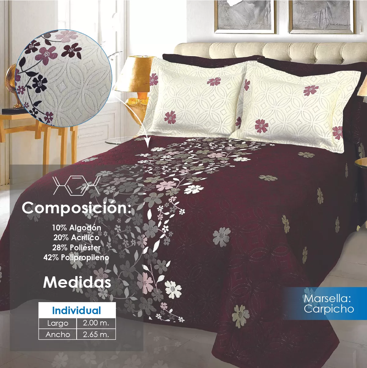 Colcha Marsella Capricho Individual: imagen 2