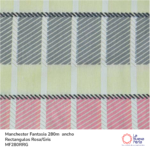 Tela Manchester 150 hilos 280 cm 50% algodón 50% Poliéster Rectángulos Rosa Gris