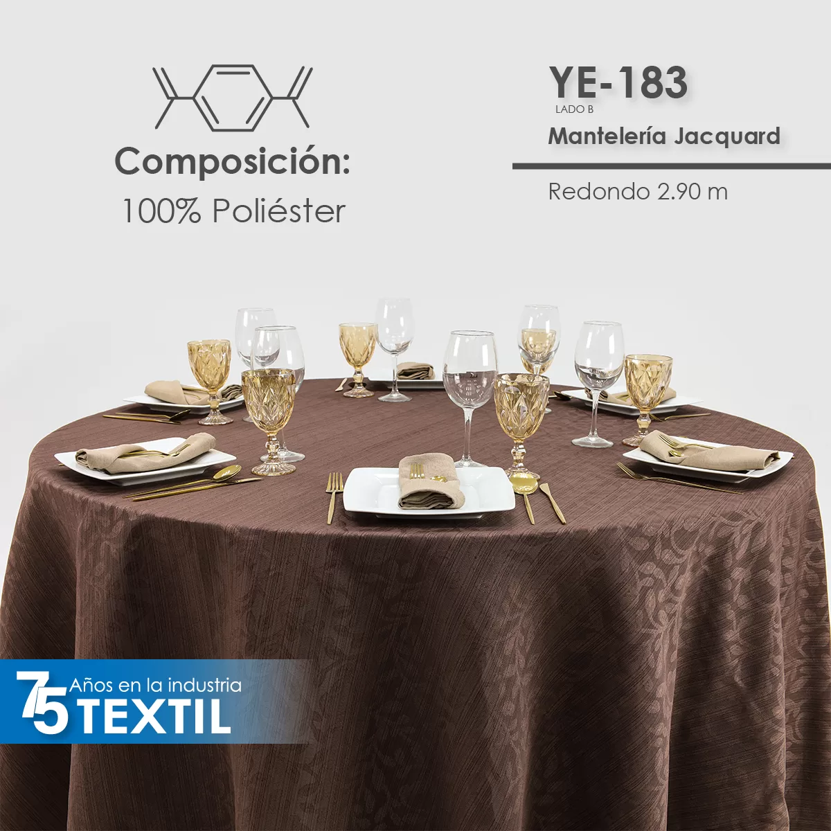 Mantel Yackard Redondo YE-183 CHOCOLATE: imagen 5