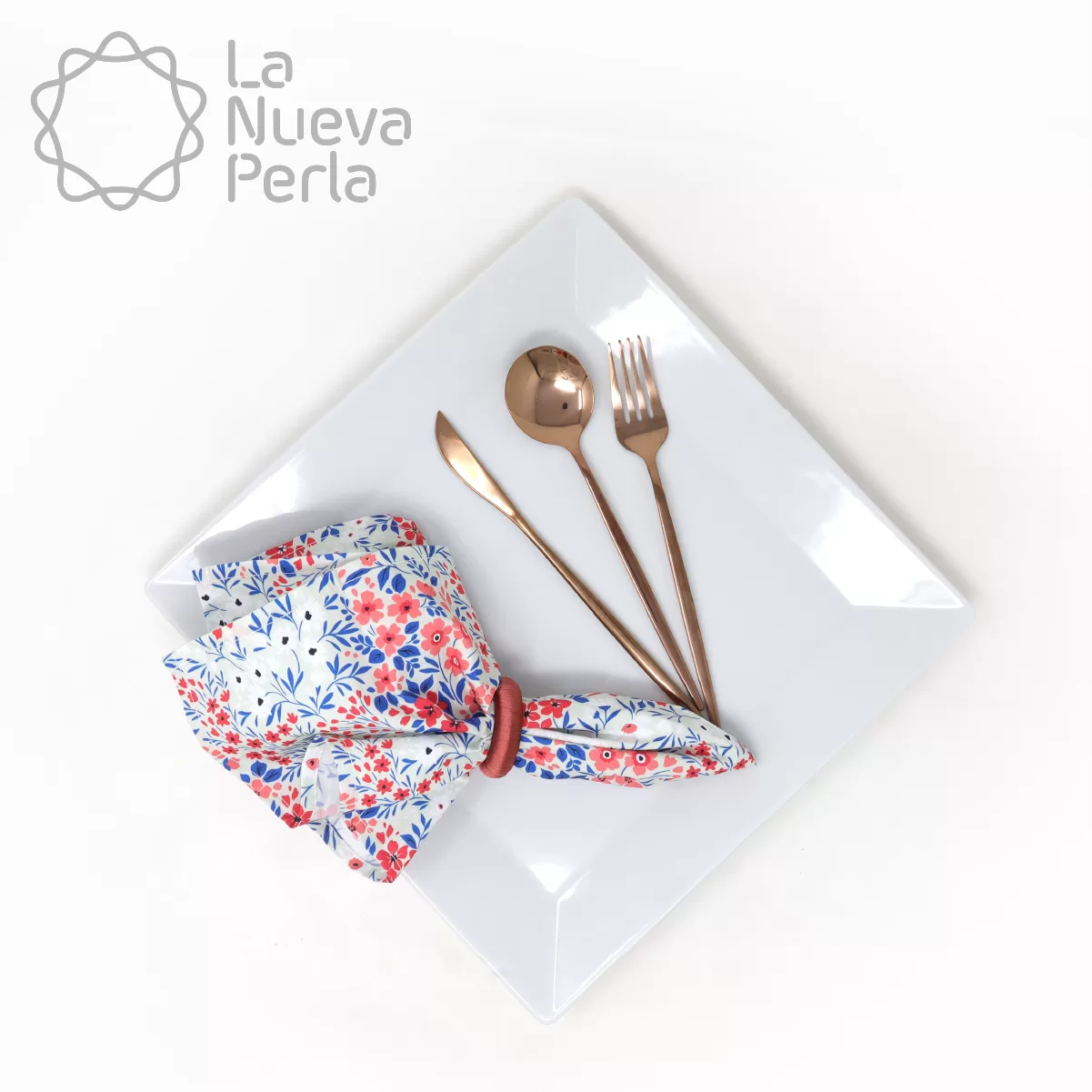 Servilleta Popelina Fina 45x45 cm Flores Coral: imagen 1