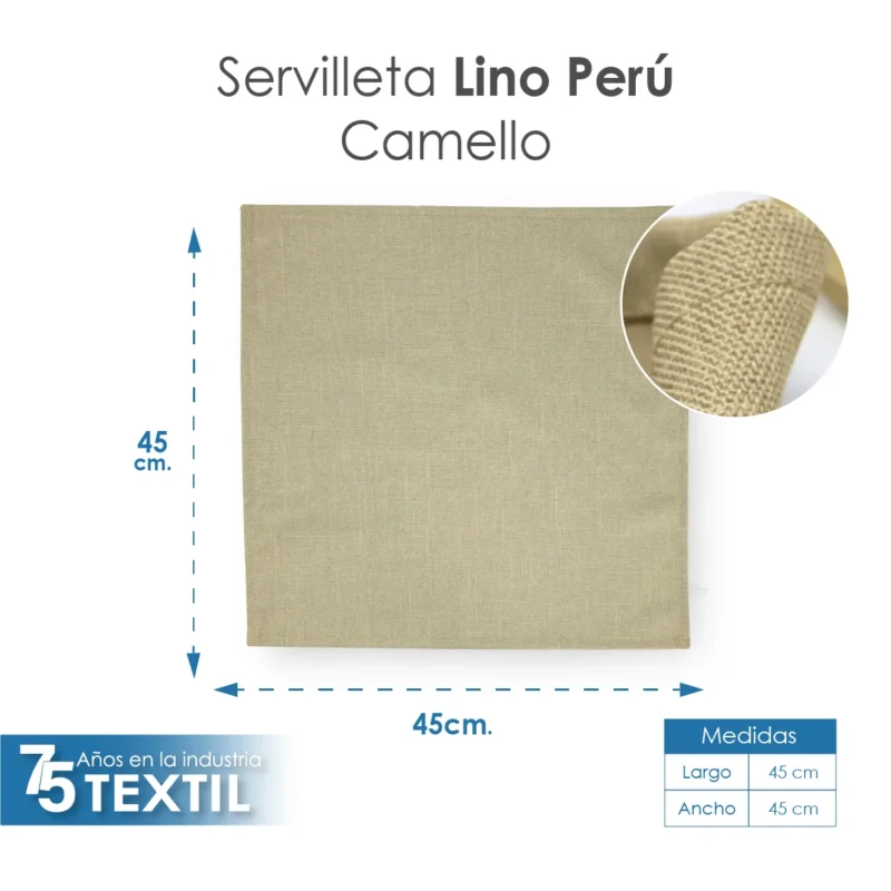 Servilleta Lino Perú 45 x 45 cm Camello