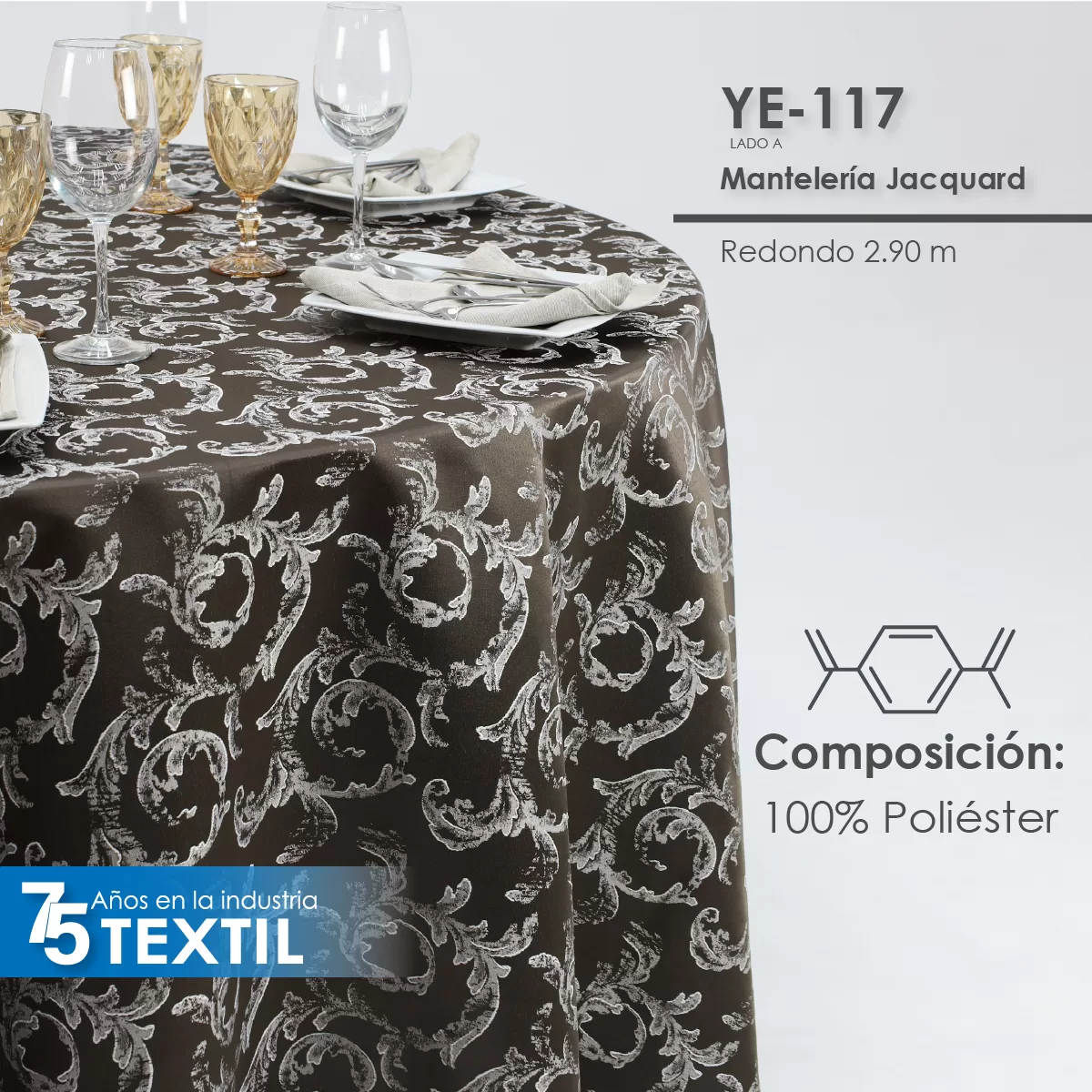 Mantel Yackard Redondo YE-117 CHOCOLATE: imagen 3
