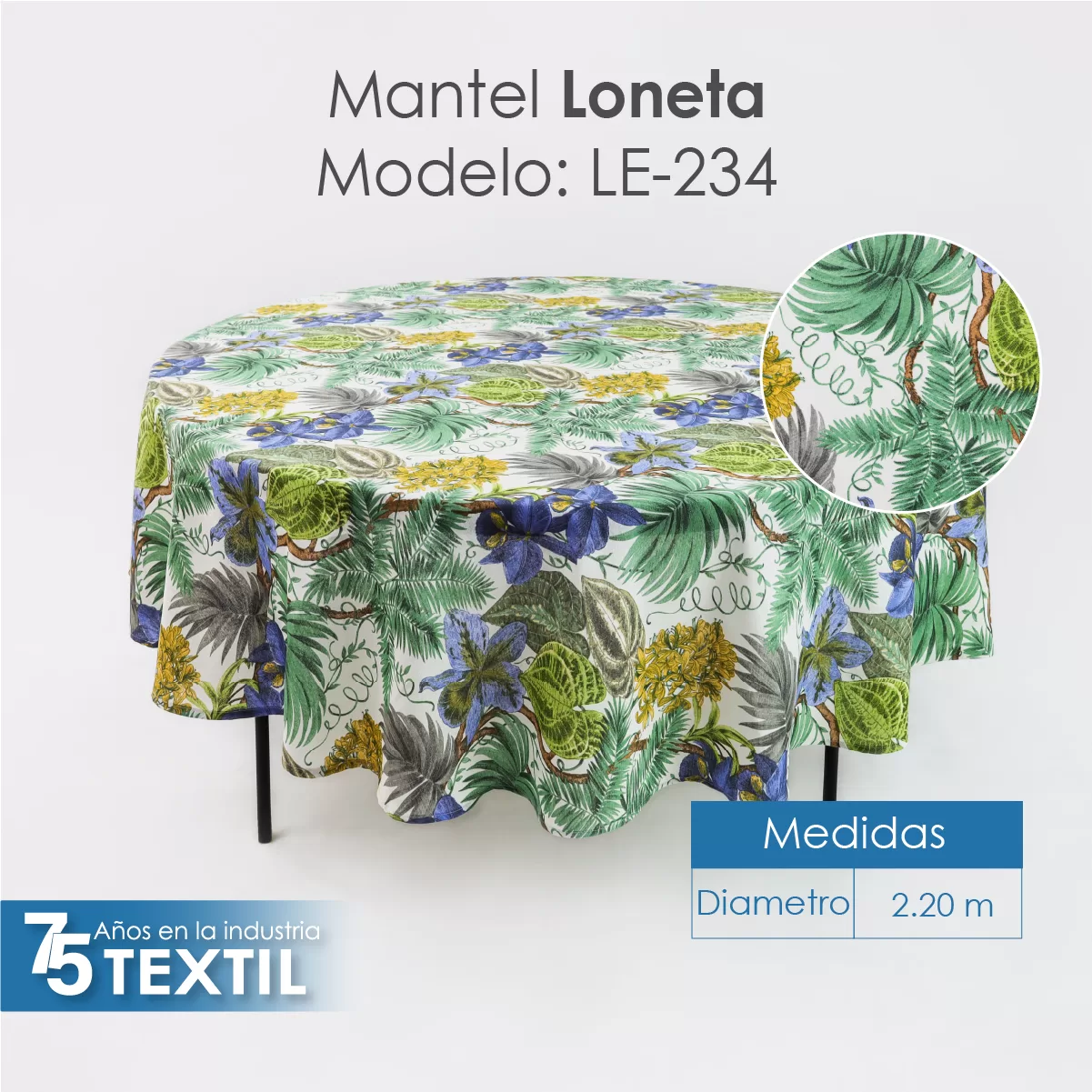 Mantel Loneta Redondo LE-234 2.20 Diámetro: imagen 2