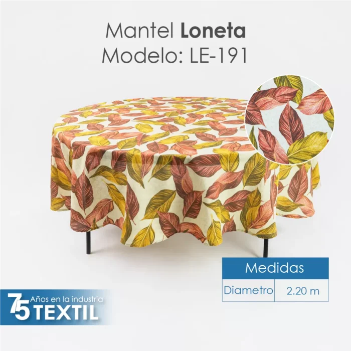 Mantel Loneta Redondo LE-191 2.20 Diámetro