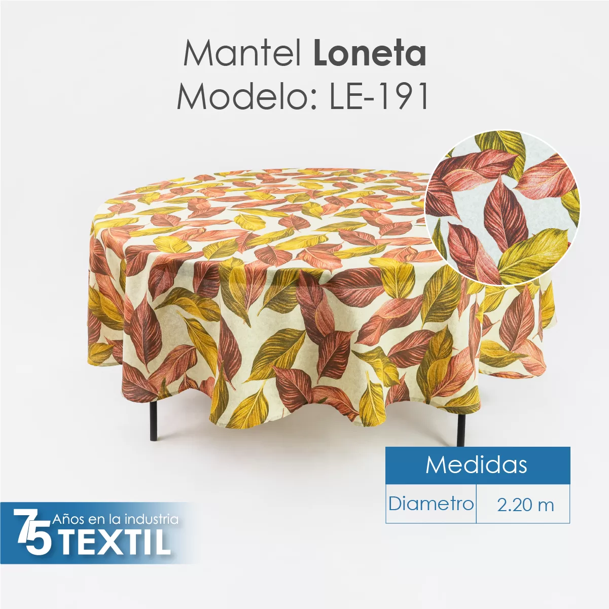 Mantel Loneta Redondo LE-191 2.20 Diámetro: imagen 2