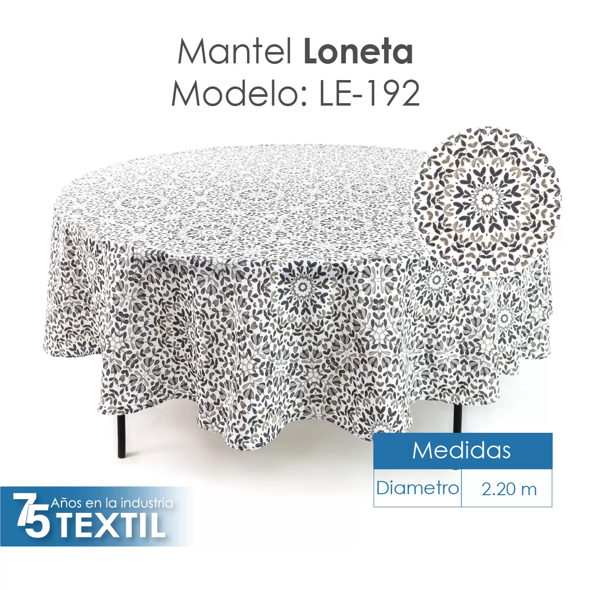 Mantel Loneta Redondo LE-192 2.20 Diámetro: imagen 2