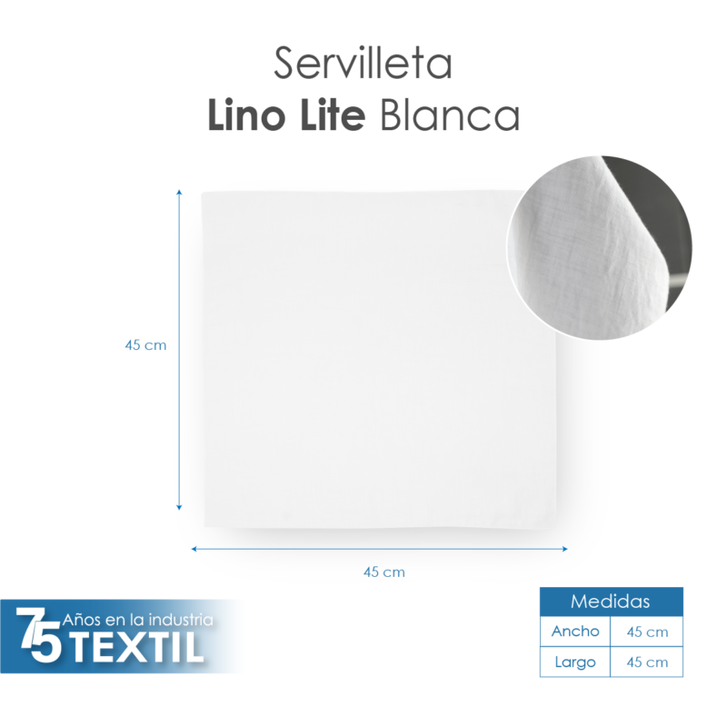 Servilleta Lino Lite 45x45 cm Blanco