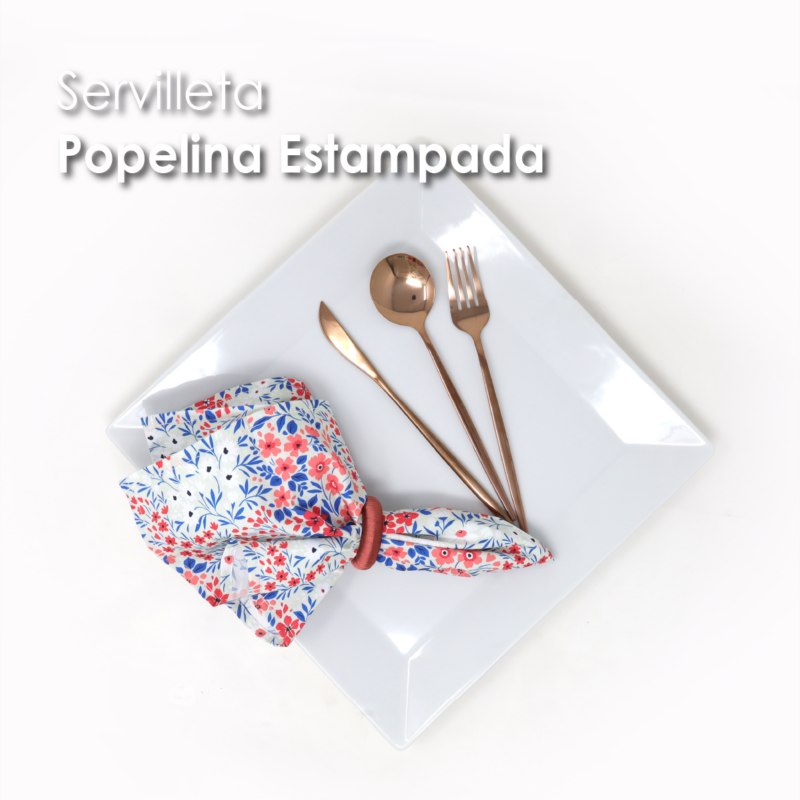 Servilleta Popelina Fina 45x45 cm Flores Coral