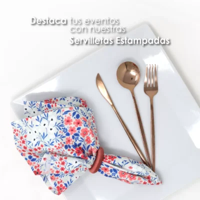 Servilleta Popelina Fina 45x45 cm Flores Coral: imagen 6