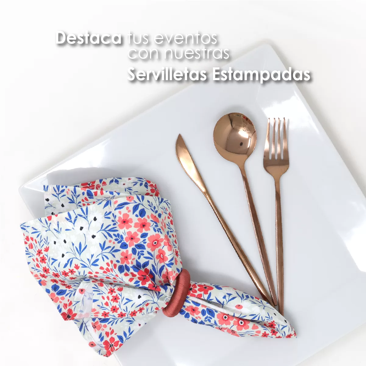 Servilleta Popelina Fina 45x45 cm Flores Coral: imagen 6