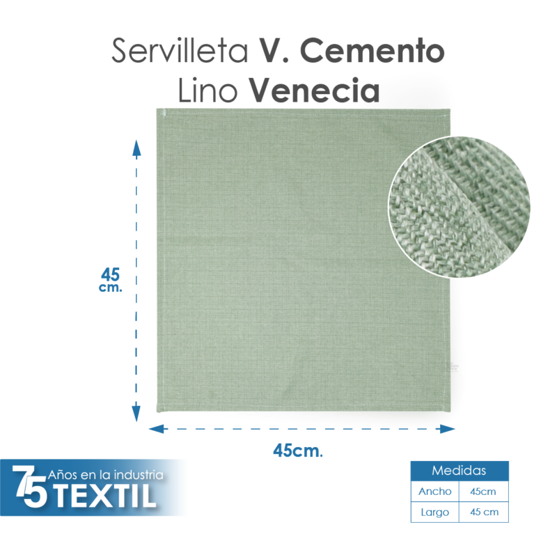 Servilleta Lino Venecia 45x45 cm Verde Cemento