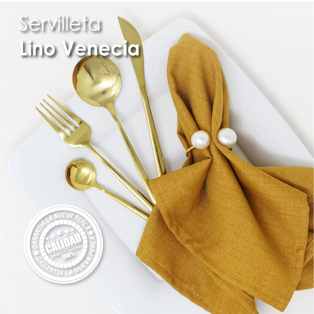Servilleta Lino Venecia 45x45 cm Oro: imagen 1