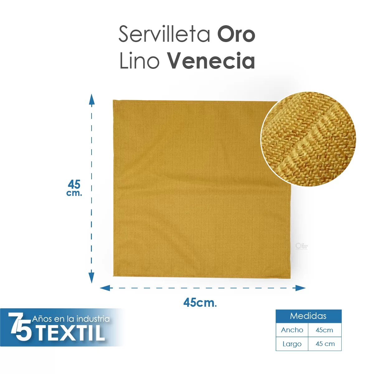 Servilleta Lino Venecia 45x45 cm Oro: imagen 2