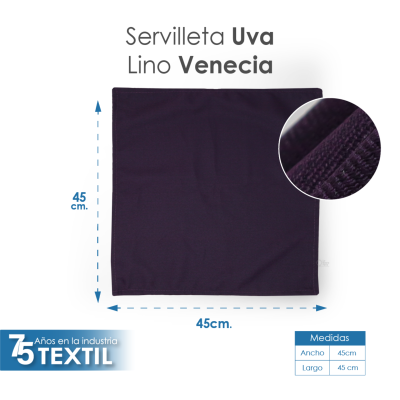 Servilleta Lino Venecia 45x45 cm Uva