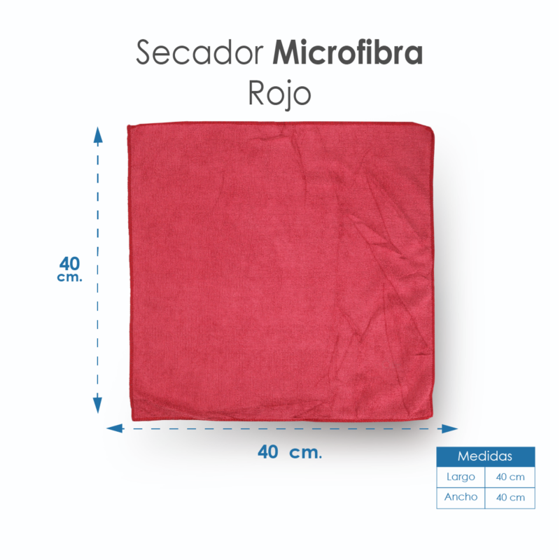 Secador Microfibra 40X40 Color Rojo
