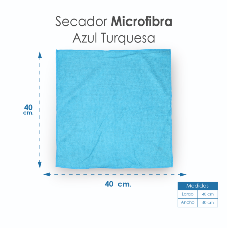 Secador Microfibra 40X40 Color Azul Turquesa