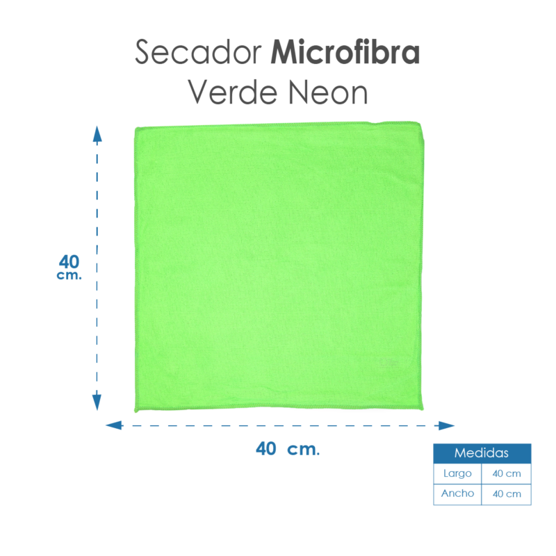 Secador Microfibra 40X40 Color Verde Neon