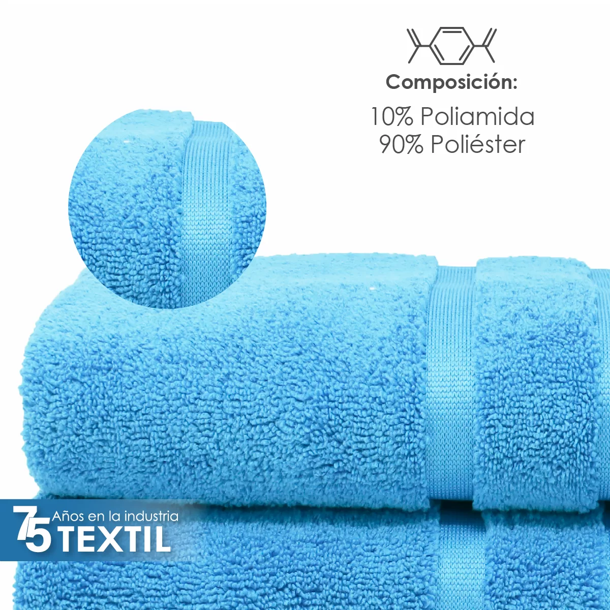 Toalla Microfibra Baño Completo 90X152 Color Turquesa: imagen 3