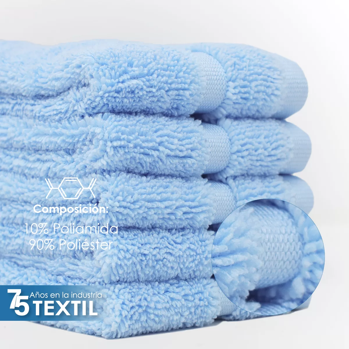 Toalla Facial Microfibra 30X30 Cm Azul Cielo: imagen 4