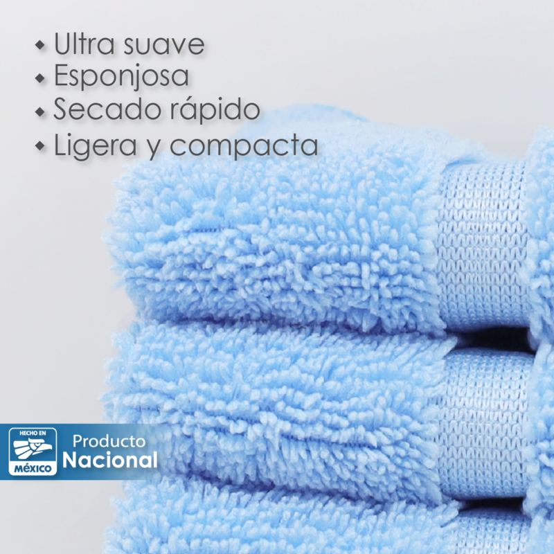 Toalla Facial Microfibra 30X30 Cm Azul Cielo