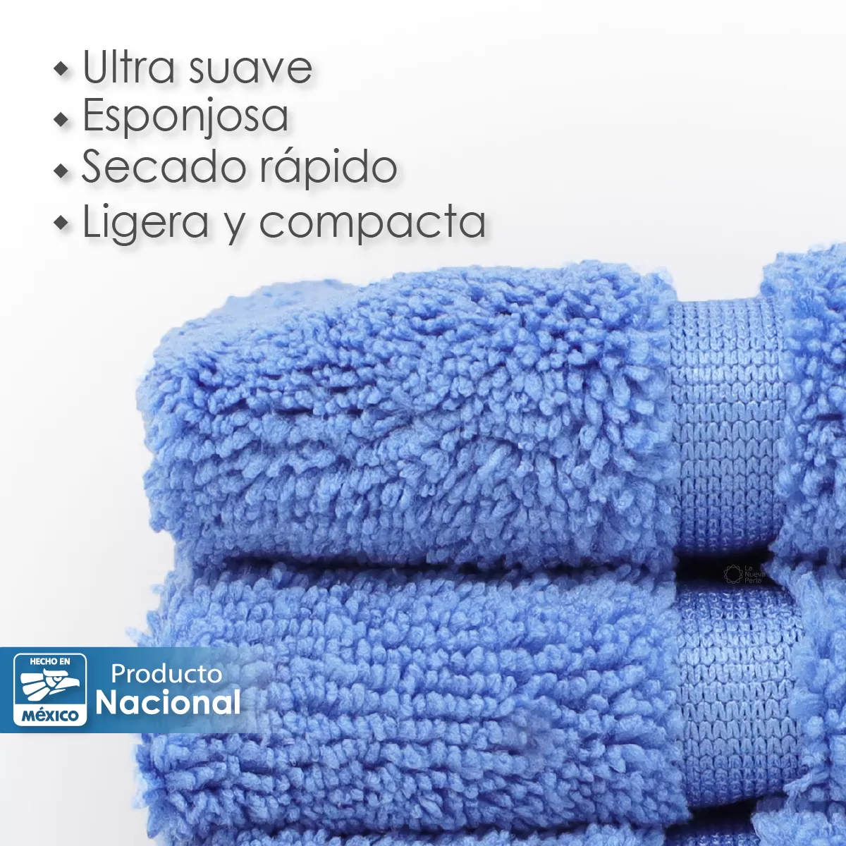 Toalla Facial Microfibra 30X30 Cm Azul Plumbago: imagen 3