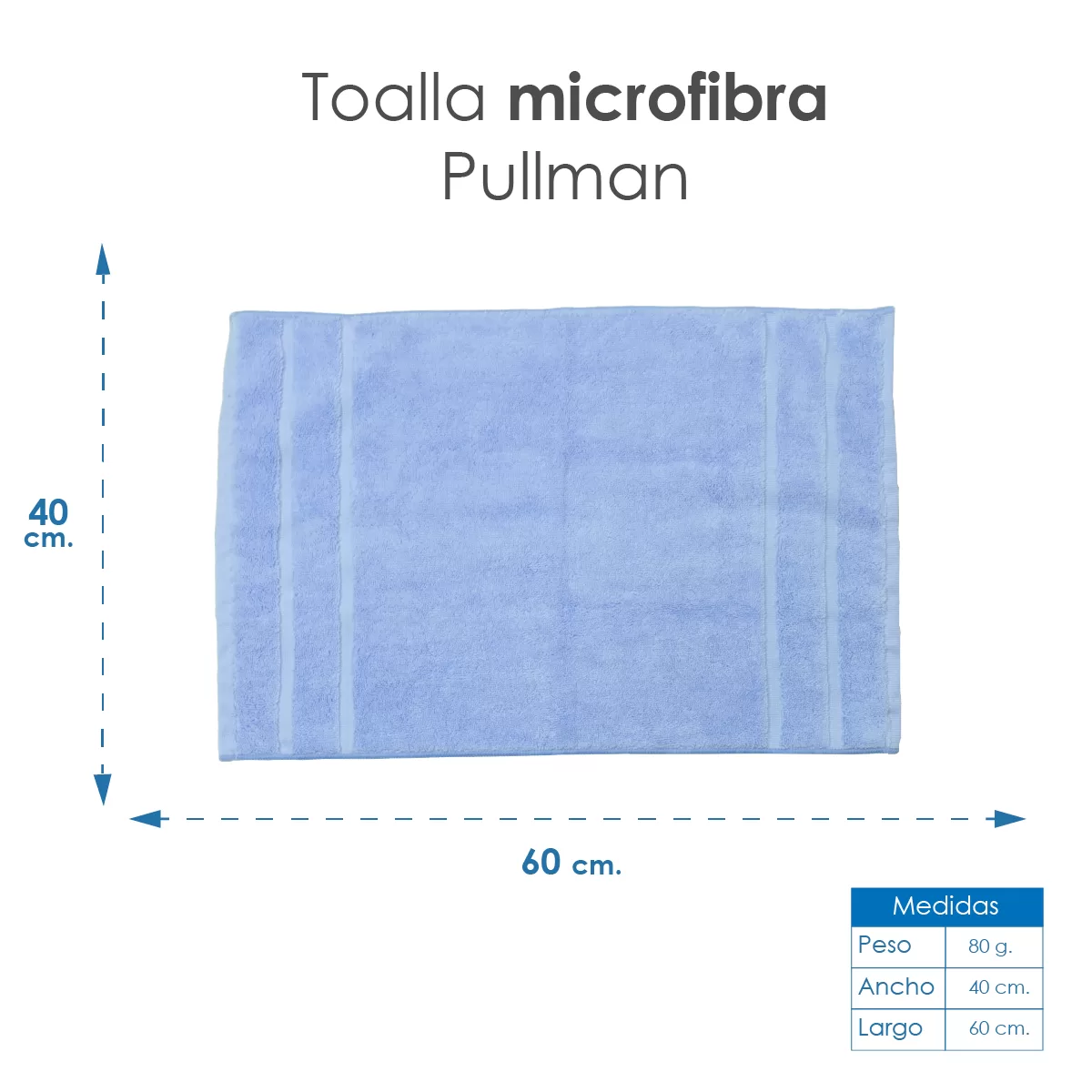 Toalla Microfibra Pullman 40X60 Color Azul Cielo: imagen 2