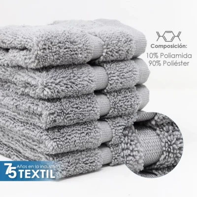 Toalla Facial Microfibra 30X30 Cm Gris Plata: imagen 3