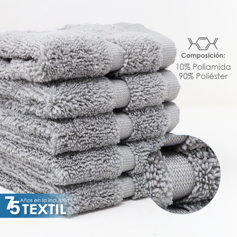 Toalla Facial Microfibra 30X30 Cm Gris Plata